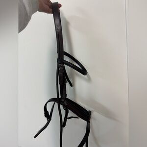 Plain Brown Leather Horse Size Bridle With Removable Flash Equestrian